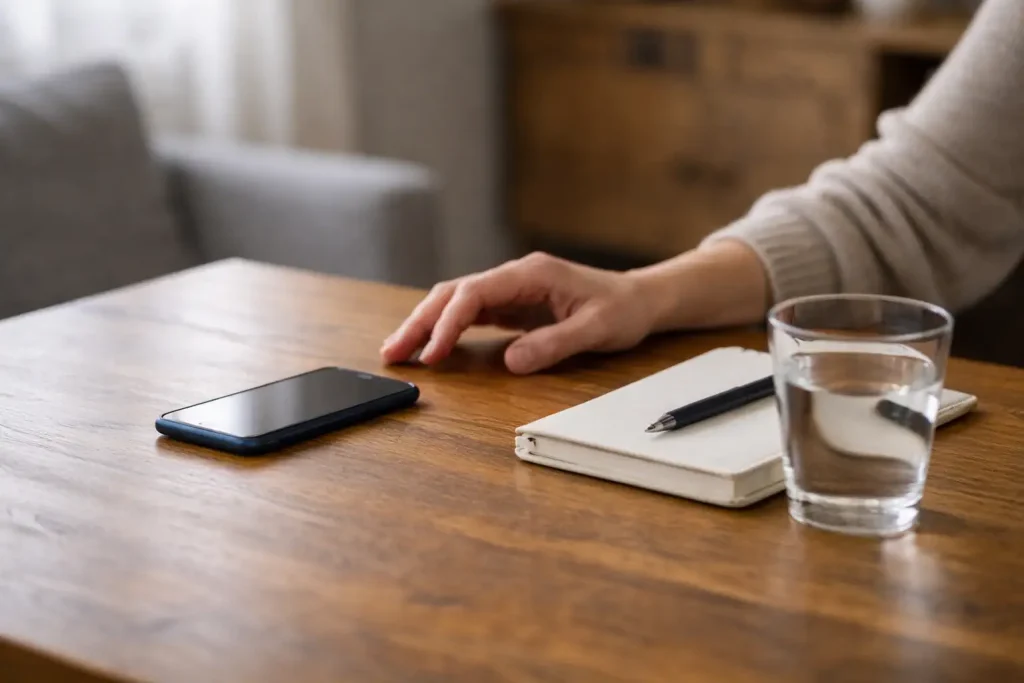 Téléphone posé sur une table après une rupture