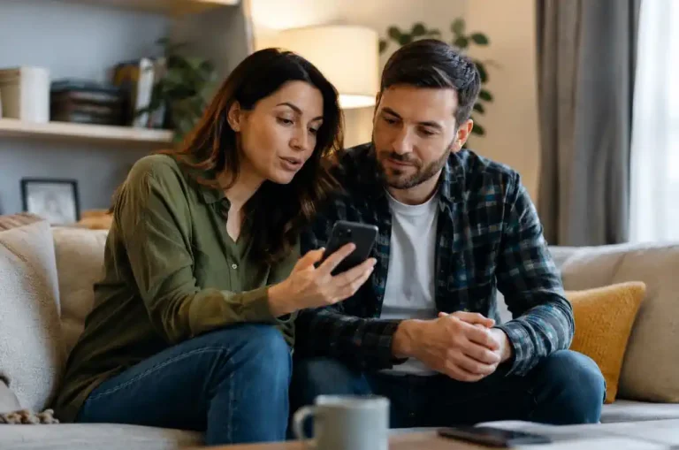 Couple discutant calmement après une inquiétude intime