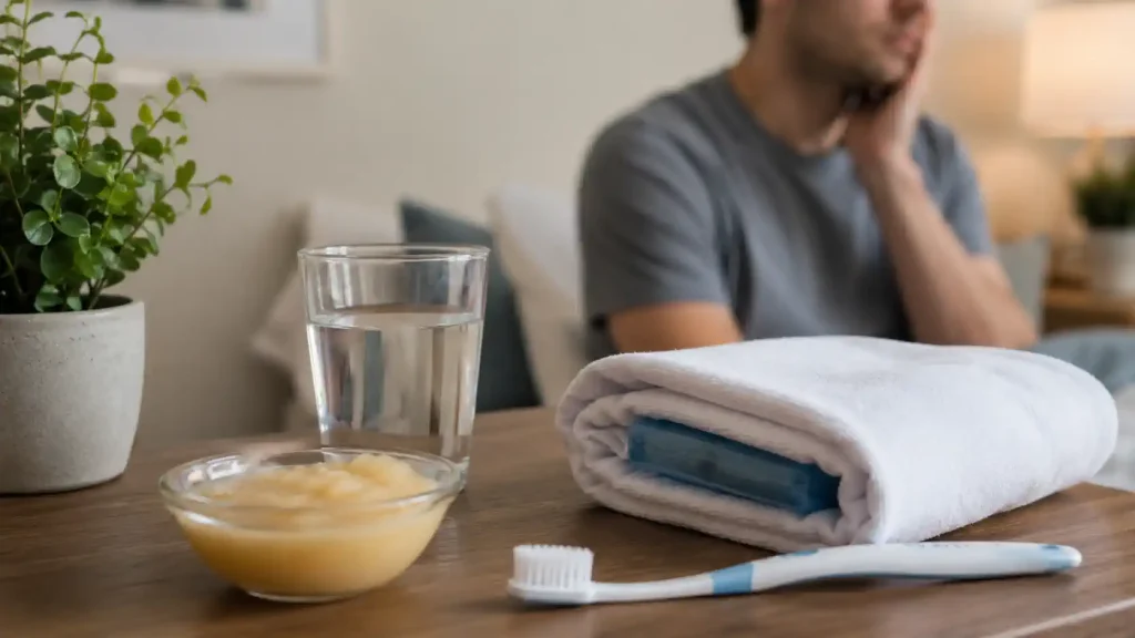Poche de froid et aliments mous après extraction des dents de sagesse