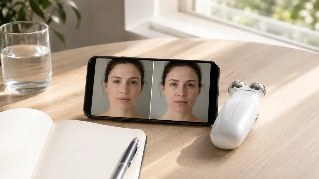 Comparaison de photos du visage avec la même lumière et le même cadrage