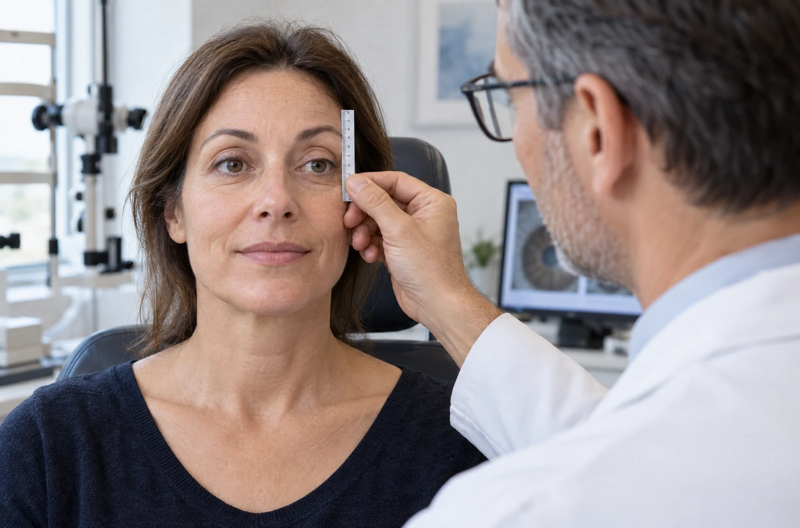 Contrôle de la hauteur des paupières après une opération du ptosis