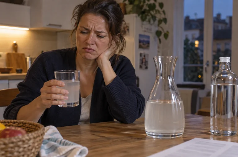 Personne préparant une solution pour coloscopie à domicile